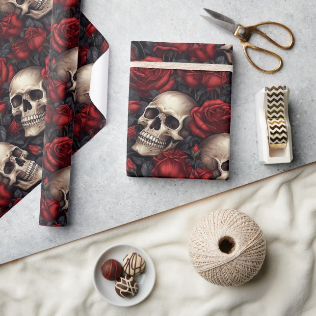 Papel De Presente Um design da série A Skull and Roses 10 (Artesanato)