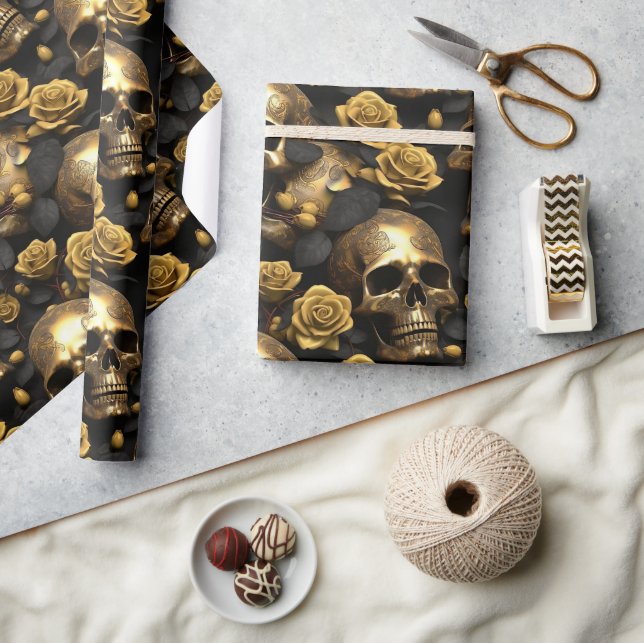 Papel De Presente Um design da série A Skull and Roses 8 (Artesanato)