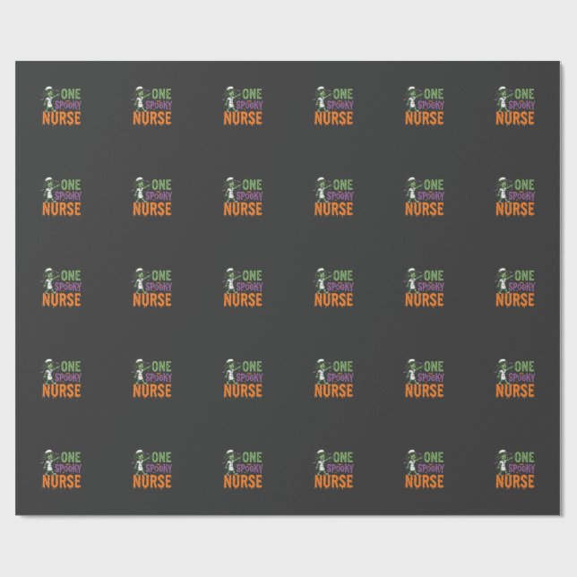 Papel De Presente Um Design de Halloween de Enfermeira Assustadora ( (Aberto)