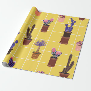 Papel De Presente Um doce cacto de verão em muitos tipos de potes