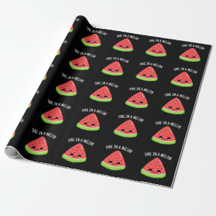 Papel De Presente Um Em Um Melão Funny Watermelon Pun Dark BG