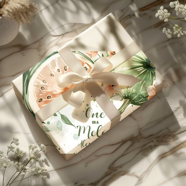 Papel De Presente Um em um primeiro aniversario Melon Watermelon Wat (Criador carregado)