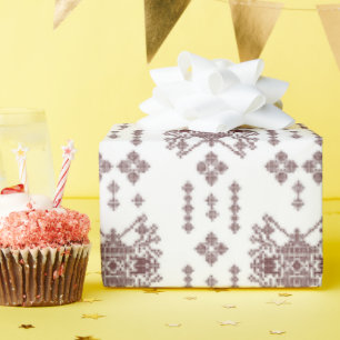 Papel De Presente um fundo branco com um padrão vermelho