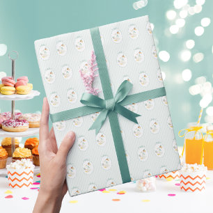 Papel De Presente Um Ganso Tolo Azul Teal Aniversário de 1 ano dos M