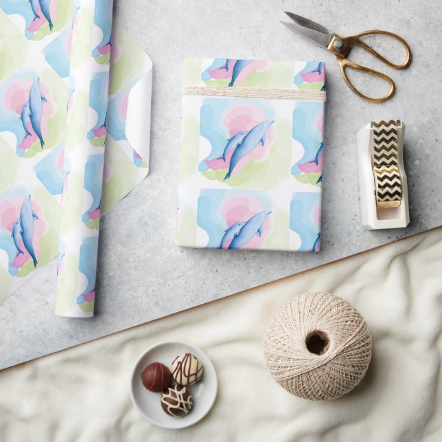 Papel De Presente Um mar incrível com golfinhos (Artesanato)