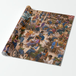 Papel De Presente Um Mundo Cheio de Amantes de Livros