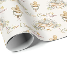 Papel De Presente Um Novo Capítulo Começa Tema de Chá de Bebê de Liv
