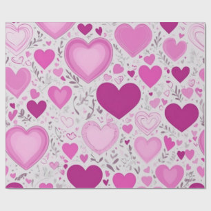 Papel De Presente Um padrão de corações rosa doce e encantador
