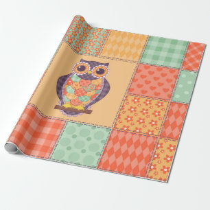 Papel De Presente Um padrão de coruja sem costura. Plano de fundo d