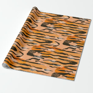 Papel De Presente Um padrão de tigre perfeito, cor de pêssego