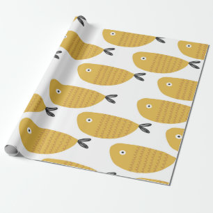 Papel De Presente Um padrão infantil perfeito com peixes engraçado