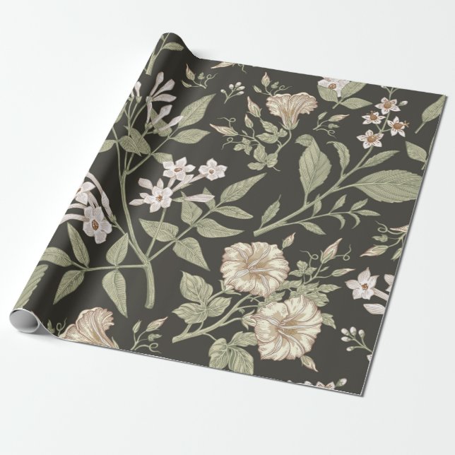 Papel De Presente Um padrão perfeito. Belo tecido florescendo realis (Desenrolado)