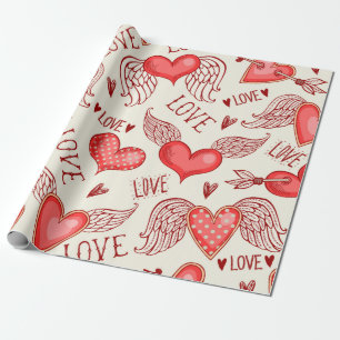Papel De Presente Um padrão perfeito com corações. Feliz Namorado