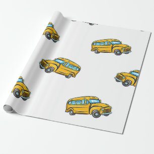 Papel De Presente Um padrão perfeito com ônibus escolar. ônibus,scho