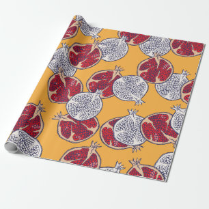 Papel De Presente Um padrão perfeito. Mão de romã desenhada. 