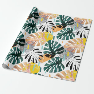 Papel De Presente Um padrão tropical perfeito. Folhas verdes de uma