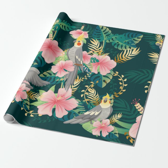 Papel De Presente Um papagaio-da-galinha sem costura fica na grana (Desenrolado)