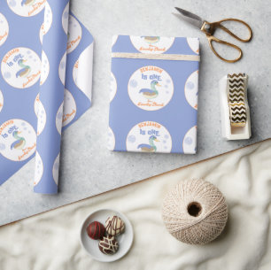 Papel De Presente Um Pato Sortudo & Bolhas Aniversário de Um Ano Pa