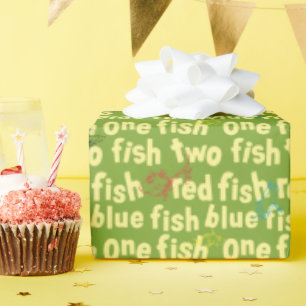 Papel De Presente Um Peixe Dois Peixes Padrão Tipográfico