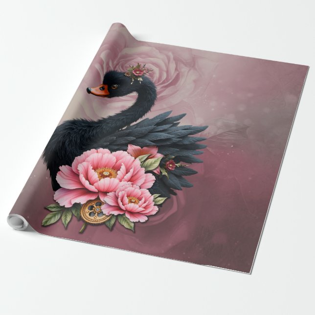 Papel De Presente Um toque de rosa e brilho de cisne.  (Desenrolado)