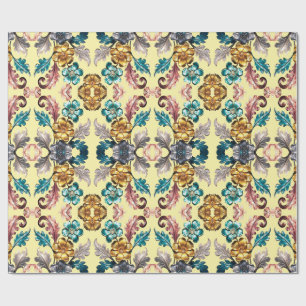 Papel De Presente Um vibrante design de padrão floral trendy multico