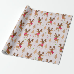 Papel De Presente Uma bela Reindeer em Escarpas e Natal Claro