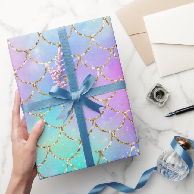 Papel De Presente Uma Galáxia de Sereia Série Design 10  (Presentear)