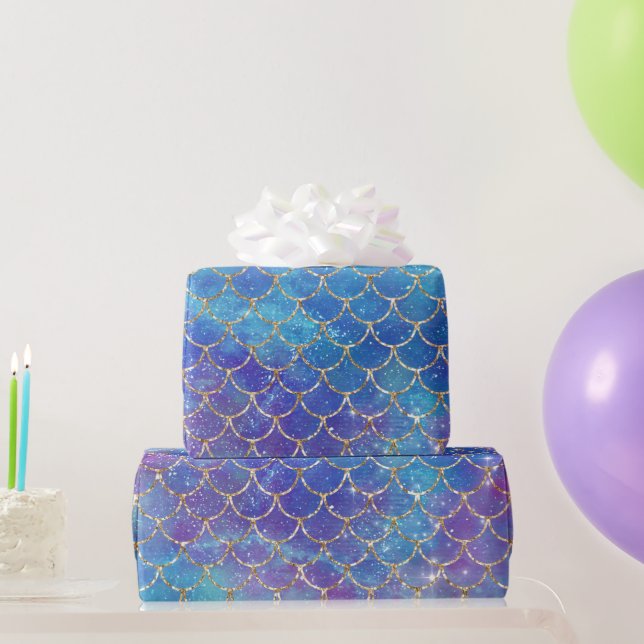 Papel De Presente Uma Galáxia de Sereia Série Design 9  (Presentes para festas)
