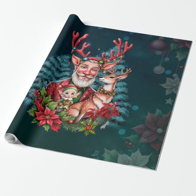 Papel De Presente Uma ilustração brilhante de Natal. (Desenrolado)