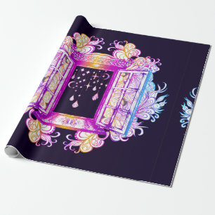 Papel De Presente Uma janela de vintagem aberta com pingantes contra