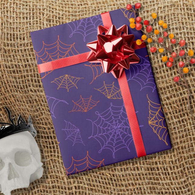 Papel De Presente Uma linha de teias de Aranha Padrão Halloween (Criador carregado)