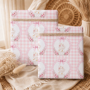Papel De Presente Uma pequena casa cottagecore rosa boba