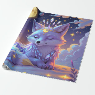 Papel De Presente Uma pequena Raposa Sussurro Estelar Enluarada dorm