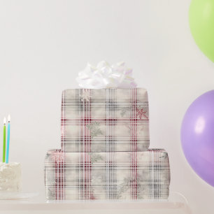 Papel De Presente Uma Série de Design Floral de Tartã de Natal #13