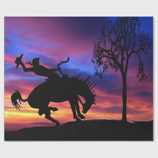 Papel De Presente Uma silhueta cowboy no pôr do sol