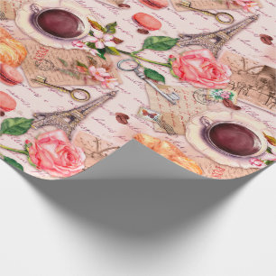 Papel De Presente Uma xícara de chá e velhas letras vintage estilo f