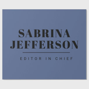 Papel De Presente Único Elegante Simples Azul Preto