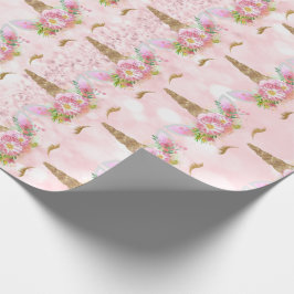 Papel De Presente Unicorn Blush - Princesa Floral Cor-de-Rosa