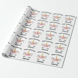 Papel De Presente Unicorn Face com Eyelashes Nome Personalizado