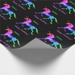 Papel De Presente Unicorn Personalizar Nome Feliz Presente de Aniver