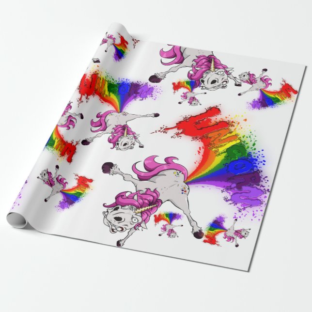 Papel De Presente unicorn rainbow fart (Desenrolado)