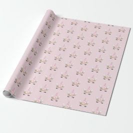 Papel De Presente Unicorn Spark Glitter Pink Pastel Floral Rosa Lash