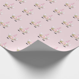 Papel De Presente Unicorn Spark Glitter Pink Pastel Floral Rosa Lash