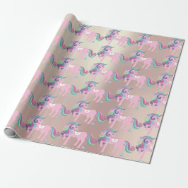 Papel De Presente Unicorn Sparkl Glitter Bebê Floral Rosa Rosa Parad