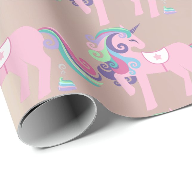 Papel De Presente Unicorn Sparkl Glitter Bebê Floral Rosa Rosa Parad (Ponta do rolo)