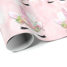 Papel De Presente Unicorn Sparkl Glitter Rosa Pastel Floral Rosa Gir