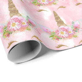 Papel De Presente Unicorn Sparkl Glitter Rosa Rosa Rosa Lashe Dourad
