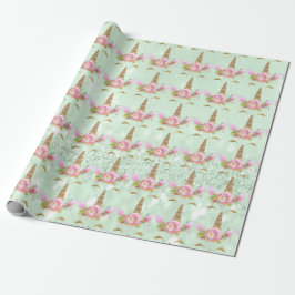 Papel De Presente Unicorn Sparkl Glitter Rosa Rosa Rosa MInt Dourado