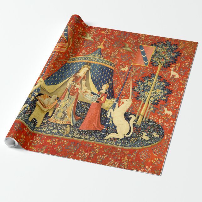 Papel De Presente Unicorn Tapestries Lady Legend Medieval (Desenrolado)
