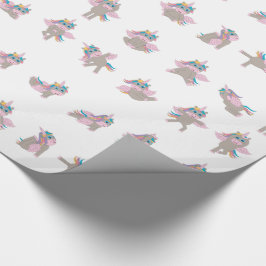 Papel De Presente Unicorn Yoga Poses Pattern Design